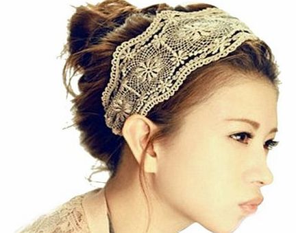 New Arrivial Women Lace Headband Retro Hair Band Wide Headwraps Hair Accessories (Black)