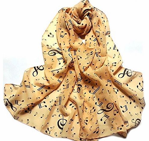 Bocideal New Fashion Women Lady Musical Note Neck Scarf Shawl (Beige)