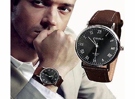 Bocideal New Nens Luxury Faux Leather Mens Quartz Analog Watch