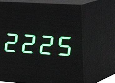 Bocideal New Voice Control Digital LED Wooden Wood Desk Clock (Green)