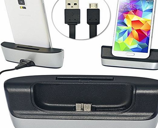 Desktop USB Sync Battery Dock Dual Charging Cradle docking Station Stand for Samsung Galaxy Note 3 N9005 amp; S5 SV G900F i9600 with spare battery charger + Stylus Pen (Galaxy Note 3 amp; S5)