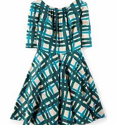 Boden Amy Dress, Green Painted Check,Navy Painted