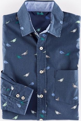 Boden Bloomsbury Printed Shirt Navy Pigeons Boden,
