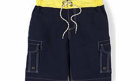 Boden Board Shorts, Blue,Azure Gingham,Khaki