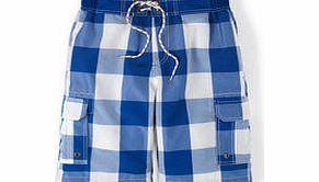 Boden Board Shorts, Blue,Azure Gingham,Navy