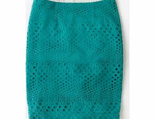 Boden Broderie Pencil Skirt, Dark Aqua,White,Royal