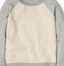 Boden Broderie Sweatshirt Top, Grey Marl/White 34647602