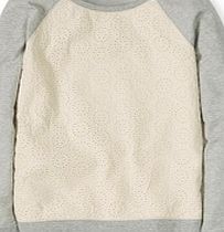 Boden Broderie Sweatshirt Top, Grey Marl/White 34647610