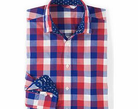 Boden Burnaby Shirt, Red Gingham,Blue Spot,Blue End on