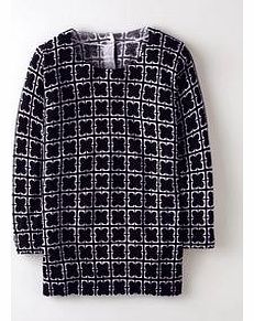 Boden Button Back Jumper, Raven Flower Grid,Red Vine