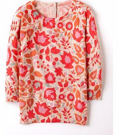 Boden Button Back Jumper, Yellow Vine Print,Tropical