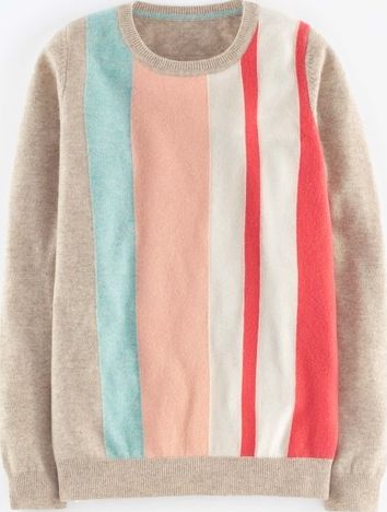 Boden, 1669[^]35192905 Cashmere Crew Neck Jumper Chinchilla Stripe