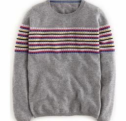 Boden Cashmere Crew Neck Jumper, Grey,Caramel