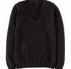 Cashmere V-neck Jumper, Black,Orchid