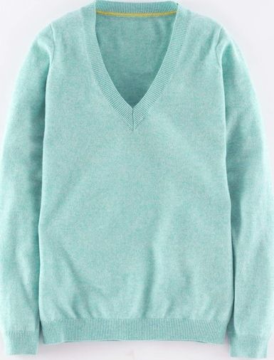 Boden, 1669[^]35066786 Cashmere V-neck Jumper Blue Melange Boden, Blue