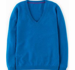 Cashmere V-neck Jumper, Blue,Orchid
