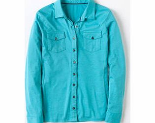 Boden Casual Jersey Shirt, Soft Turquoise,Washed