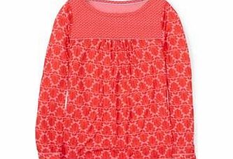 Boden Claire Top, Bright Red Tulip Stamp,Navy Tulip