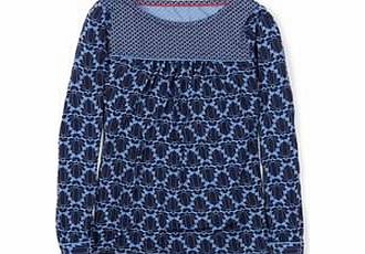 Boden Claire Top, Navy Tulip Stamp,Bright Red Tulip
