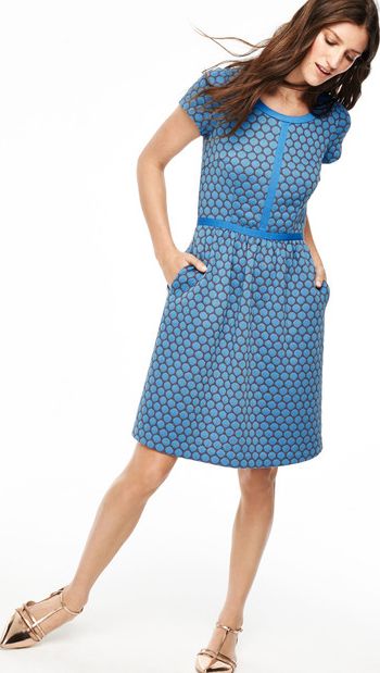 Boden Clementine Jacquard Party Dress Steel