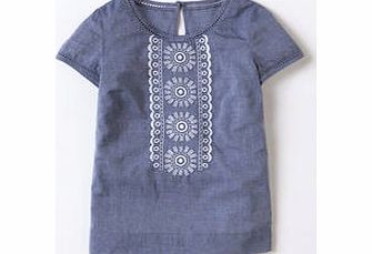 Boden Corinne Top, Blue Chambray,Milk Bottle,Compote