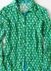Boden Crinkle Jersey Shirt, Spring Green Love Hearts