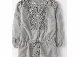 Boden Crochet Lace Blouse, Light Grey,Electric