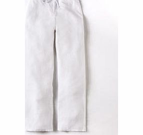 Boden Drawstring Linen Trouser, White,Light blue