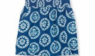Boden Easy Jersey Skirt, Ceramic Blue Woodblock,Tutti