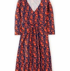Boden Elena Dress, Orange Peel/Navy Print,Praline Geo