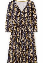 Boden Elena Dress, Praline Geo Leaf,Citronelle/Navy
