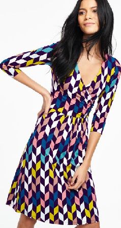 Boden, 1669[^]35063247 Elena Fixed Wrap Party Dress Multi Sixties Geo