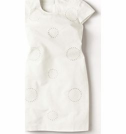 Boden Embroidered Shift Dress, White,Pink Lady,Blue