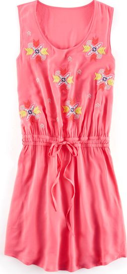 Boden Embroidered Tie Waisted Dress Pink Boden, Pink