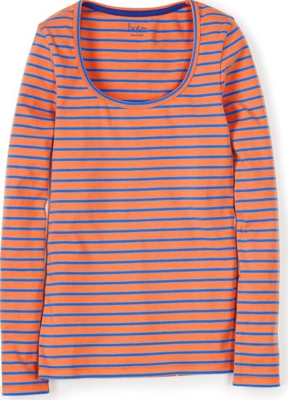 Boden, 1669[^]34841494 Essential Scoop Neck Tee Peach/Bright Cyan