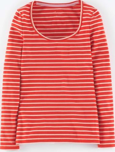 Boden Essential Scoop Neck Tee Rouge Red/Old Pink