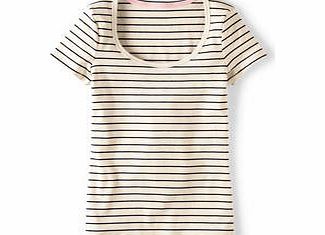 Boden Essential Short Sleeve Tee, Ivory/Navy,Bright