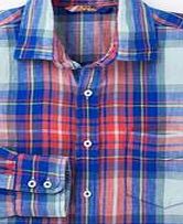Boden Favourite Linen Shirt, Aqua Check 34058529