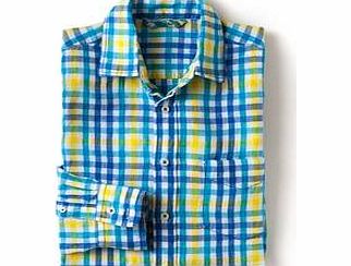 Boden Favourite Linen Shirt, Blue/Yellow Check 34058214