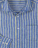 Boden Favourite Linen Shirt, Navy/Yellow 34492850