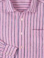 Boden Favourite Linen Shirt, Pink/Navy 34492918