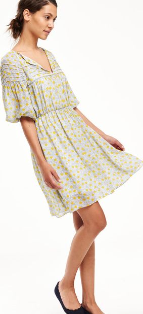 Boden, 1669[^]35081686 Faye Party Dress Canary Scribble Spot Boden,