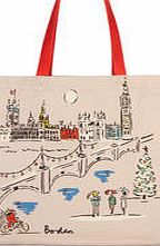 Boden Festive Shopper, Grey Festive London Print