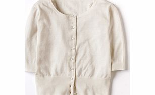 Boden Fifties Cropped Cardigan, White,Ballet