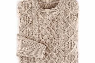 Boden Fisher Cable Crew Neck, Blue,Driftwood 34219634