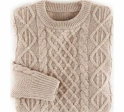 Boden Fisher Cable Crew Neck, Driftwood,Blue 34219600