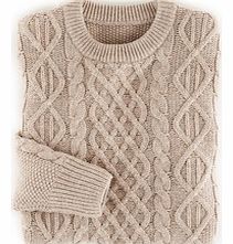 Boden Fisher Cable Crew Neck, Driftwood,Blue 34219642