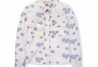 Boden Fleur Silk Shirt, Ivory Daisy,Navy