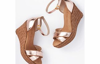 Boden Holiday Wedge, Rose Gold,Blue,Tan Leather,Vole