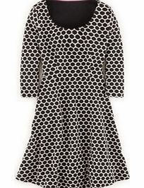Jersey Jacquard Dress, Black/White,Navy/Beige